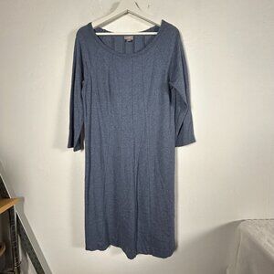 J.Jill Womens Blue Cotton Blend Shift Dress Medium Round Neck Knee Length Casual
